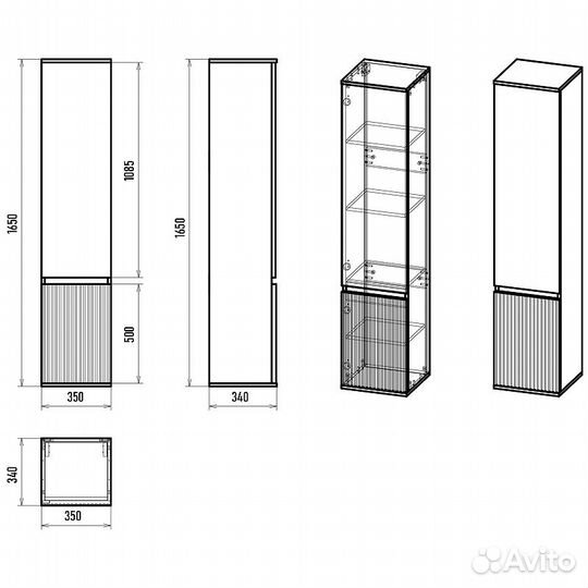 Шкаф-колонна Brevita Enfida 35 напольный/подвесной левый белый ENF-05035-010L