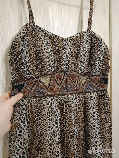 Вечернее платье леопардовое с лифом 40-44