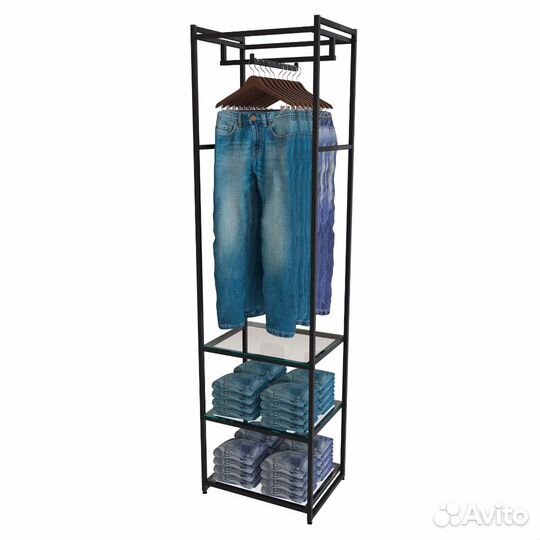 Стеллаж для одежды aс2260-18-Ч со стеклом 220х60х4