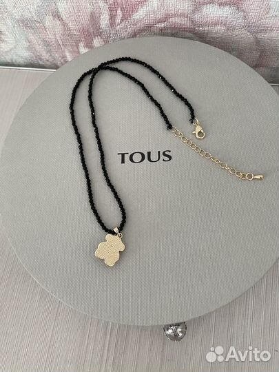 Подвеска Мишка из оникса под золото