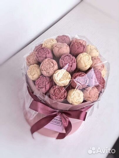 Шоколадные розы пионы съедобный букет