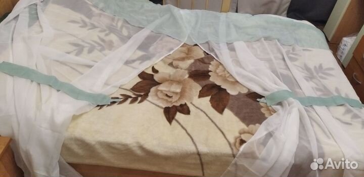 Шторы кухонные, 150х200 см-2 шт,цвет зелёный