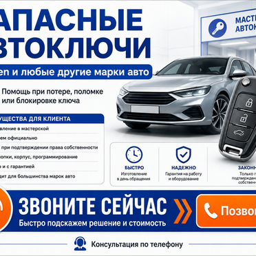 Дубликаты автоключей для Citroen и других