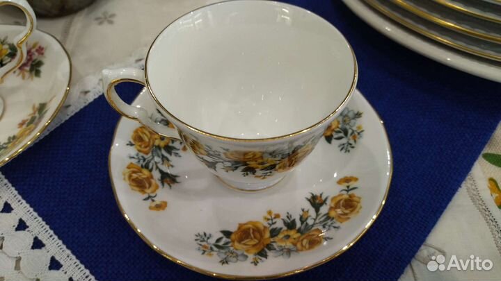 Чайная/кофейная пара Англия Royal Vale Желтые роз