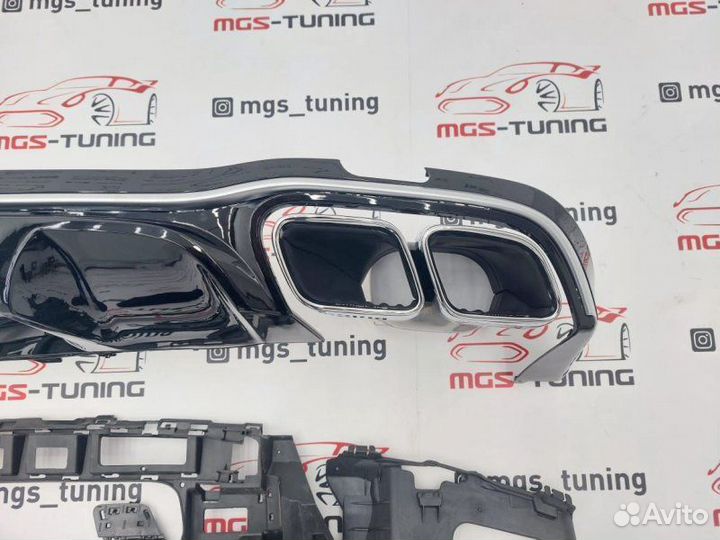 Диффузор хром с насадками E63s Mercedes w213 Рест