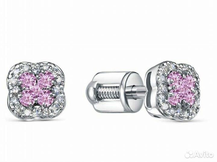 Золотые серьги пусеты с сапфирами