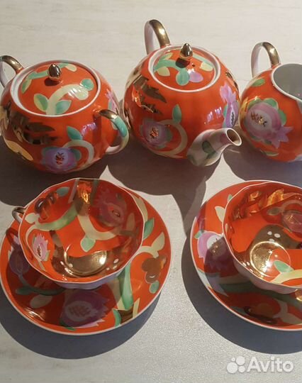 Сервиз чайный золотой олень винтаж