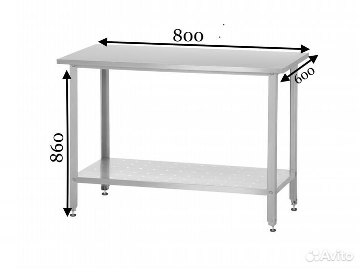 Стол металлический 800х600х860