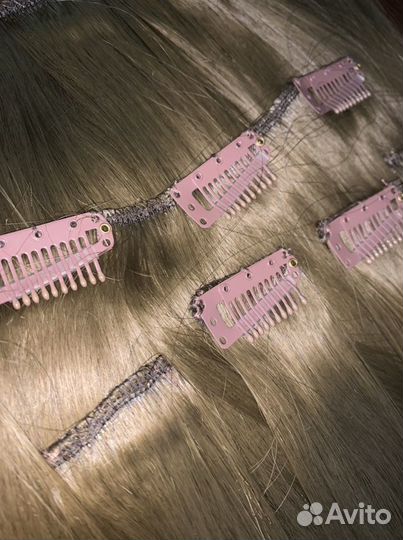 Волосы на заколках. Термо. 57см темнорусый