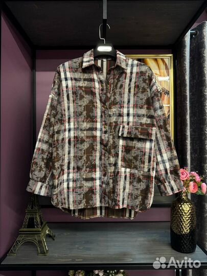 Рубашка в клетку оверсайз женская
