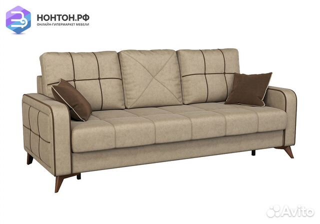 Диван тик-так Черри песочный / коричневый