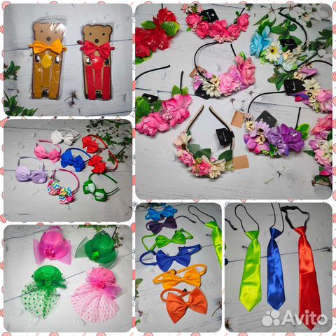 Аксессуары галстук бабочка, шляпки, ободки цветы