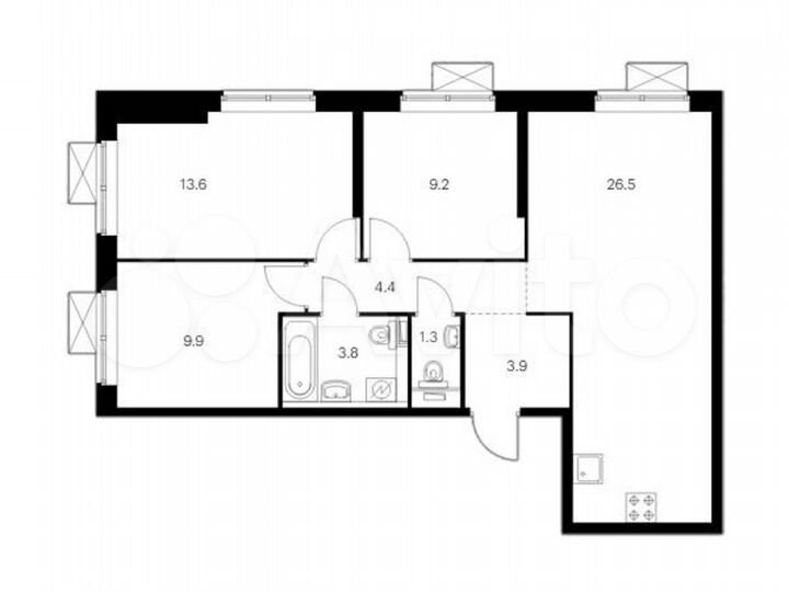3-к. квартира, 72,6 м², 28/33 эт.