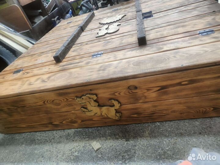 Детская песочница деревянная с крышкой