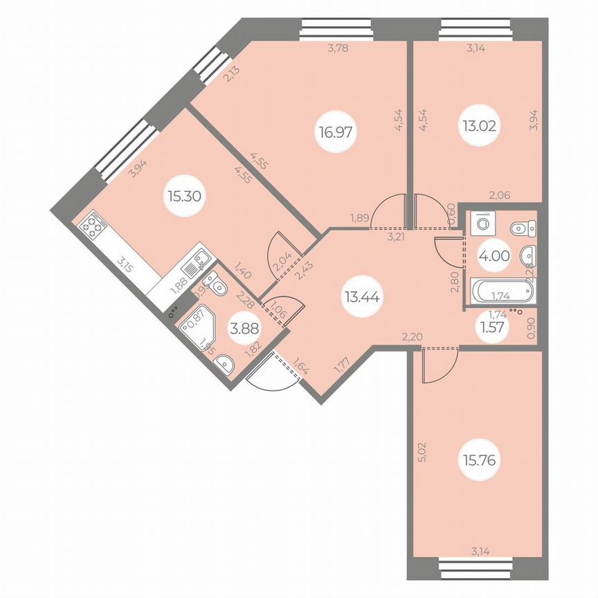 3-к. квартира, 83 м², 2/20 эт.