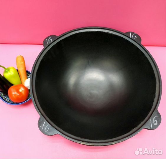 Казан чугунный 16 литров плоское дно