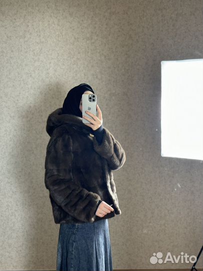 Шуба норковая с капюшоном