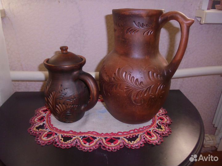 Кувшин глина объём 2,8 л Россия ручная работа