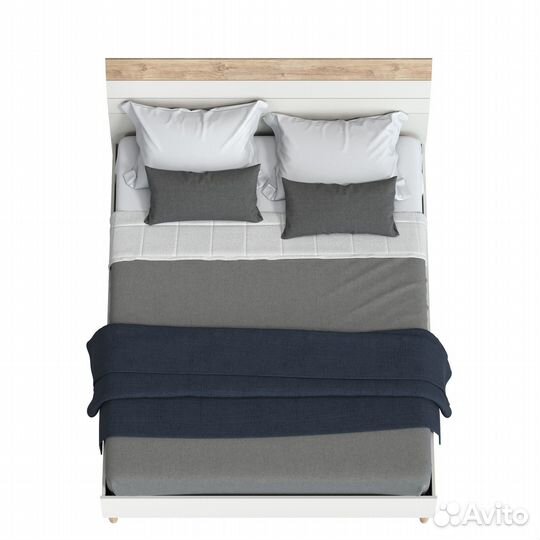 Двуспальная кровать Моби Муссон с ортопедическим основанием цвет белый/дуб эндгрейн