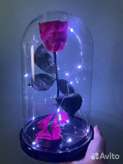 Роза в колбе с подсветкой