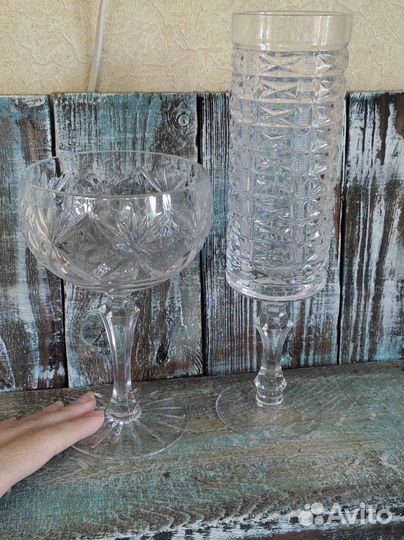 Хрустальная креманка и бокал. Винтаж