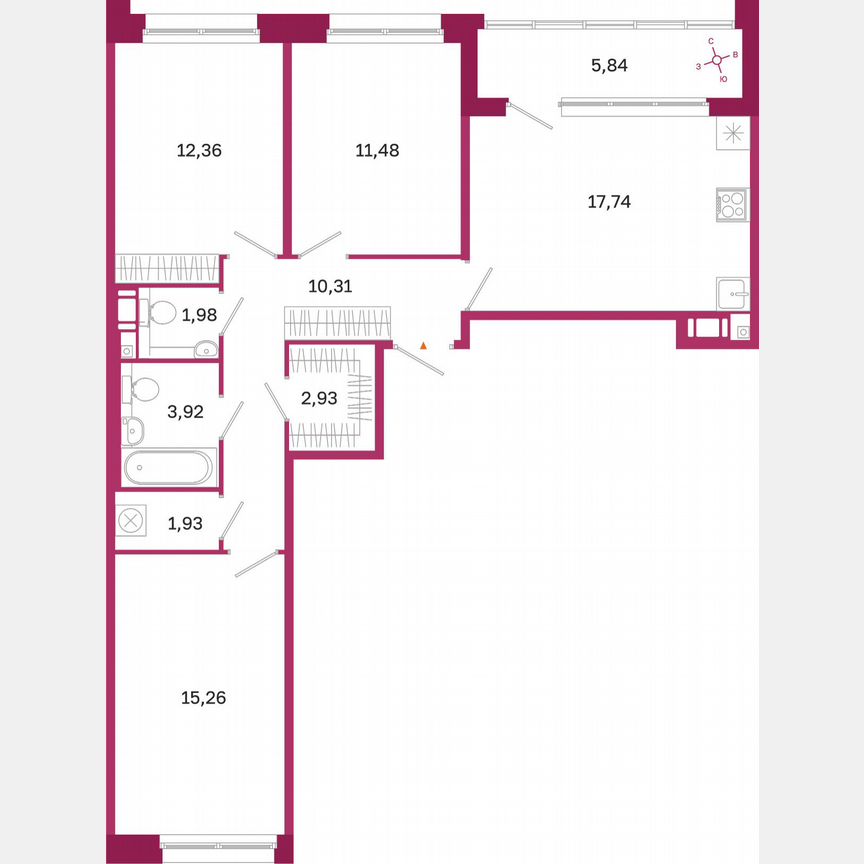 3-к. квартира, 80,8 м², 6/10 эт.