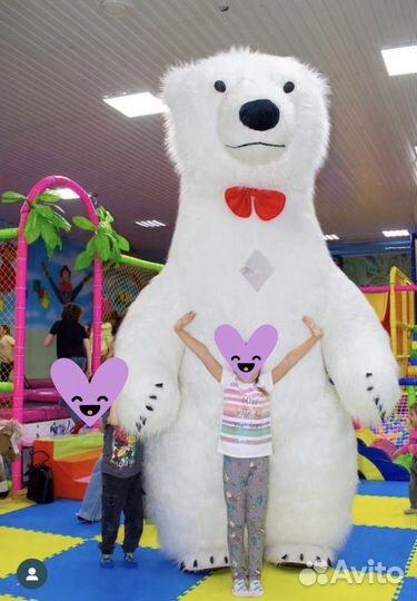 Белый мишка поздравление/Ростовая кукла