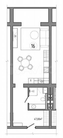 Апартаменты-студия, 47 м², 1/5 эт.