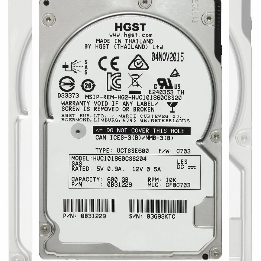 [HUC101860CSS204] Жесткий Диск Hgst 600gb Sas 2.5 Huc101860css204