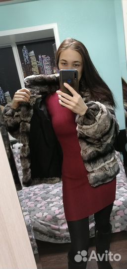 Шубка из меха кролика Рекс под шиншиллу