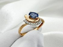 Золотое кольцо с бриллиантами, сапфир 585 / 2.49 г