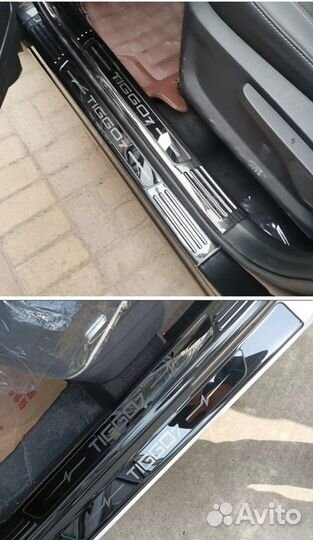 Накладки на пороги (внешние) Chery Tiggo 7 Pro / Черри Тигго 7 Про 2020-2022 г.в black (металл)