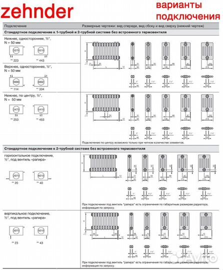 Стальной трубчатый радиатор отопления Zehnder 5060