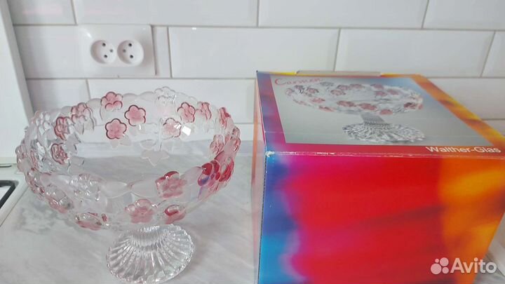 Большая хрустальная ваза для фруктов