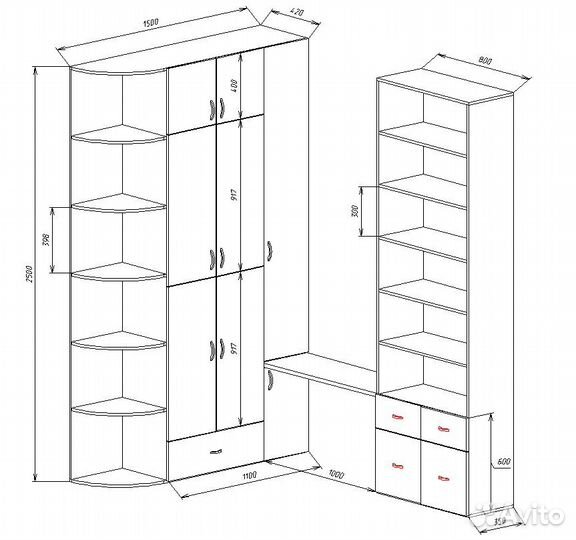 Набор мебели для детской комнаты для 2-х детей