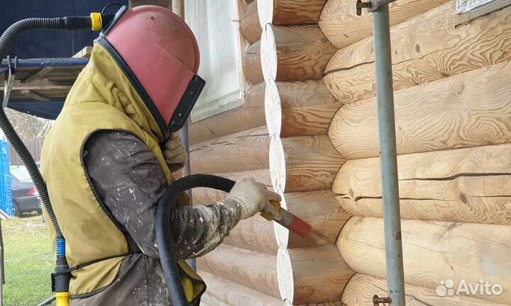 Шлифовка и покраска деревянного дома