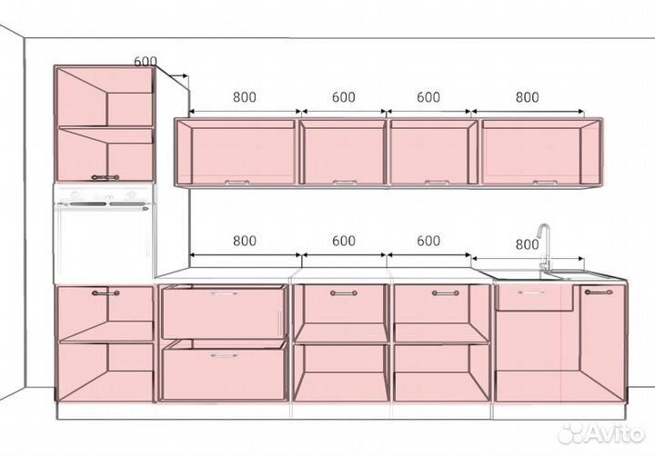 Модульная кухня Лофт р-р 3400/верх 450