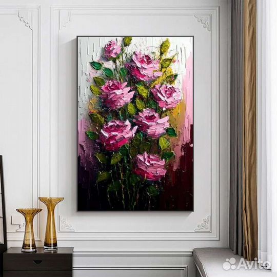 Картина маслом на холсте розы
