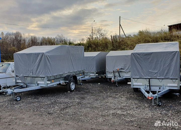 Прицеп Трейлер 3.42х1.5 с тентом для снегохода