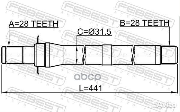 Полуось правая 28X441X28 1212-IX35MT6 Febest