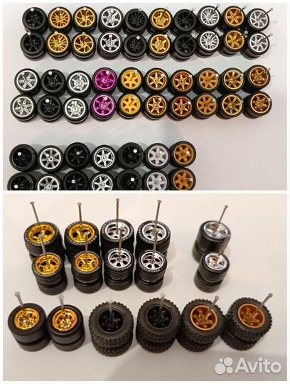 Колеса на резине 1:64 Hot Wheels Matchbox Welly