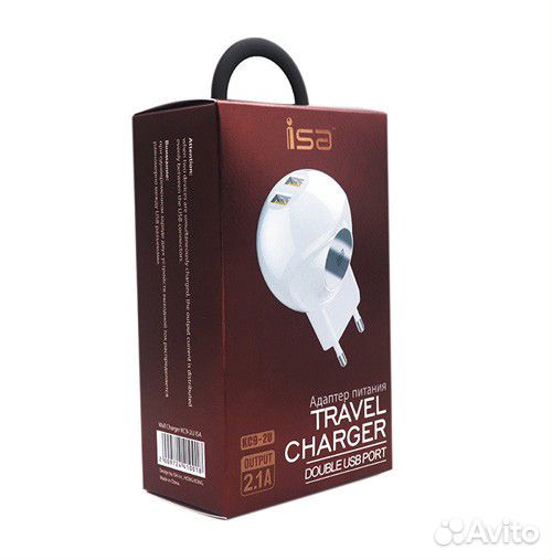 USB адаптер сетевой 2USB 2.1A ISA KC9-2U