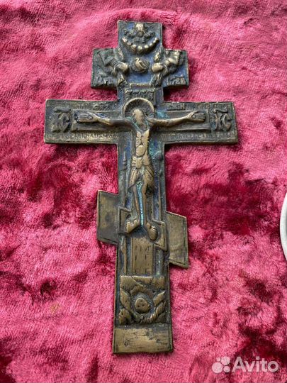 Крест старый латунь