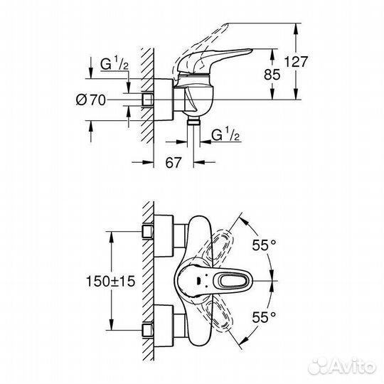 Однорычажный смеситель для душа grohe eurostyle N