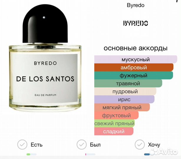 Туалетная вода byredo de los santos