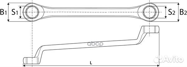 Ключ гаечный накидной изогнутый 75, 24x27 мм O