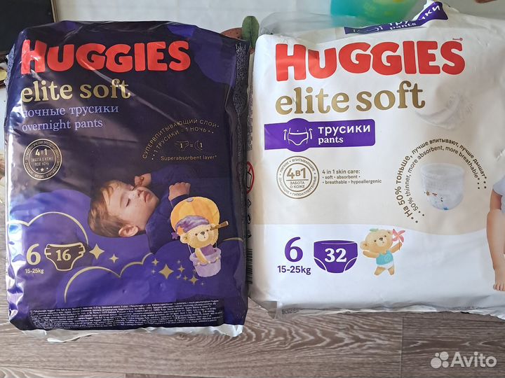 Подгузники трусики huggies elite soft 6