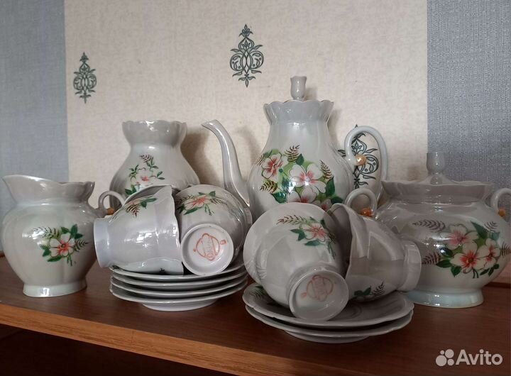 Чайный сервиз СССР из тонкого фарфора 