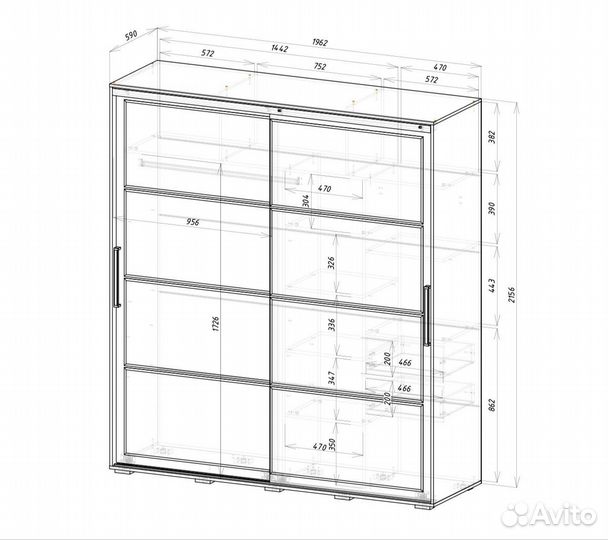 Новый шкаф купе с зеркалом 1962 мм