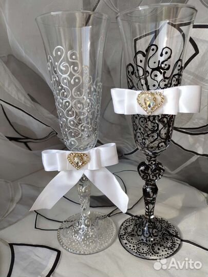 Свадебные бокалы ручной работы